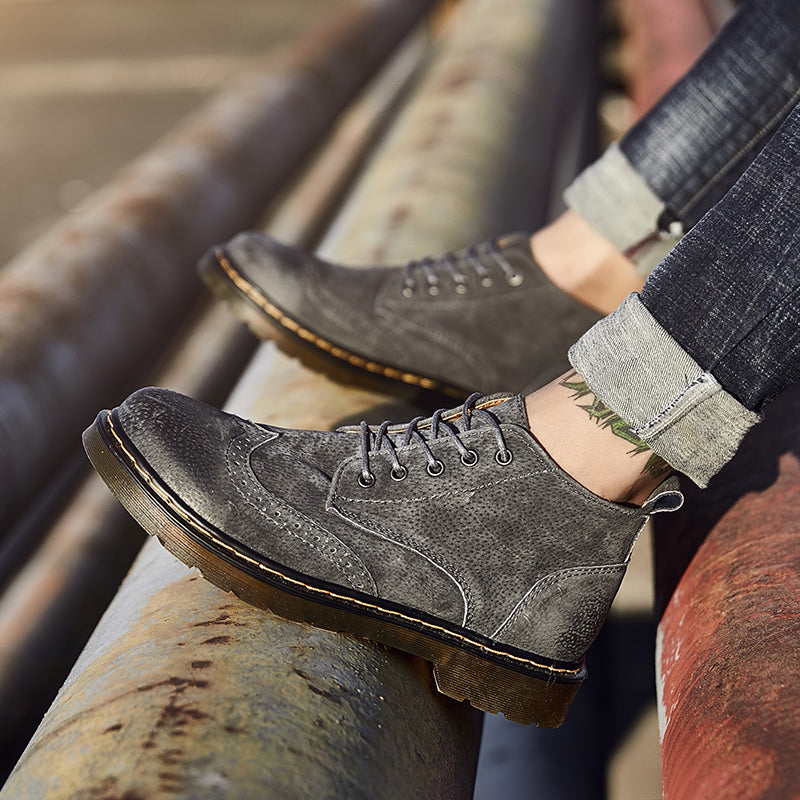 Men’s Genuine Leather Ankle Boots – Vintage Casual Fashion Footwear