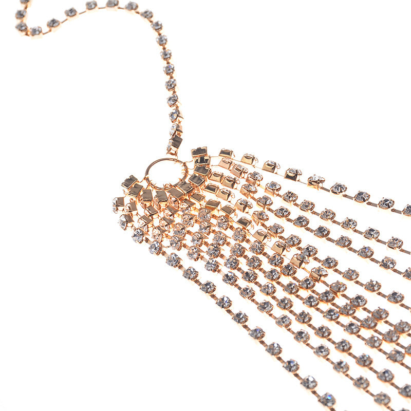 Women’s Rhinestone Heart Body Chain – Adjustable Gold & Silver Chest Jewelry, 21–50cm