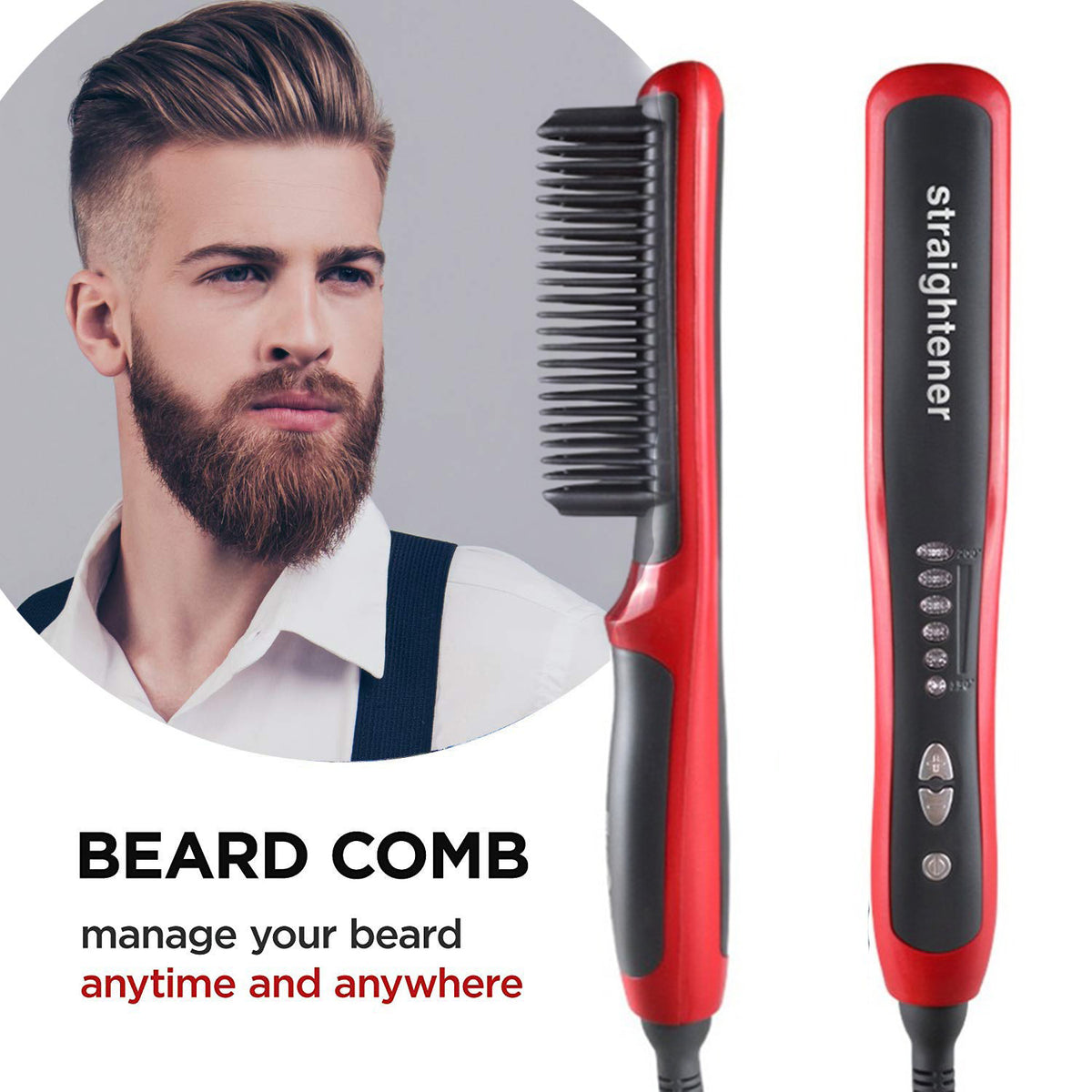Straightening Brush – 2-in-1 Ceramic Hair Straightener & Curling Tool