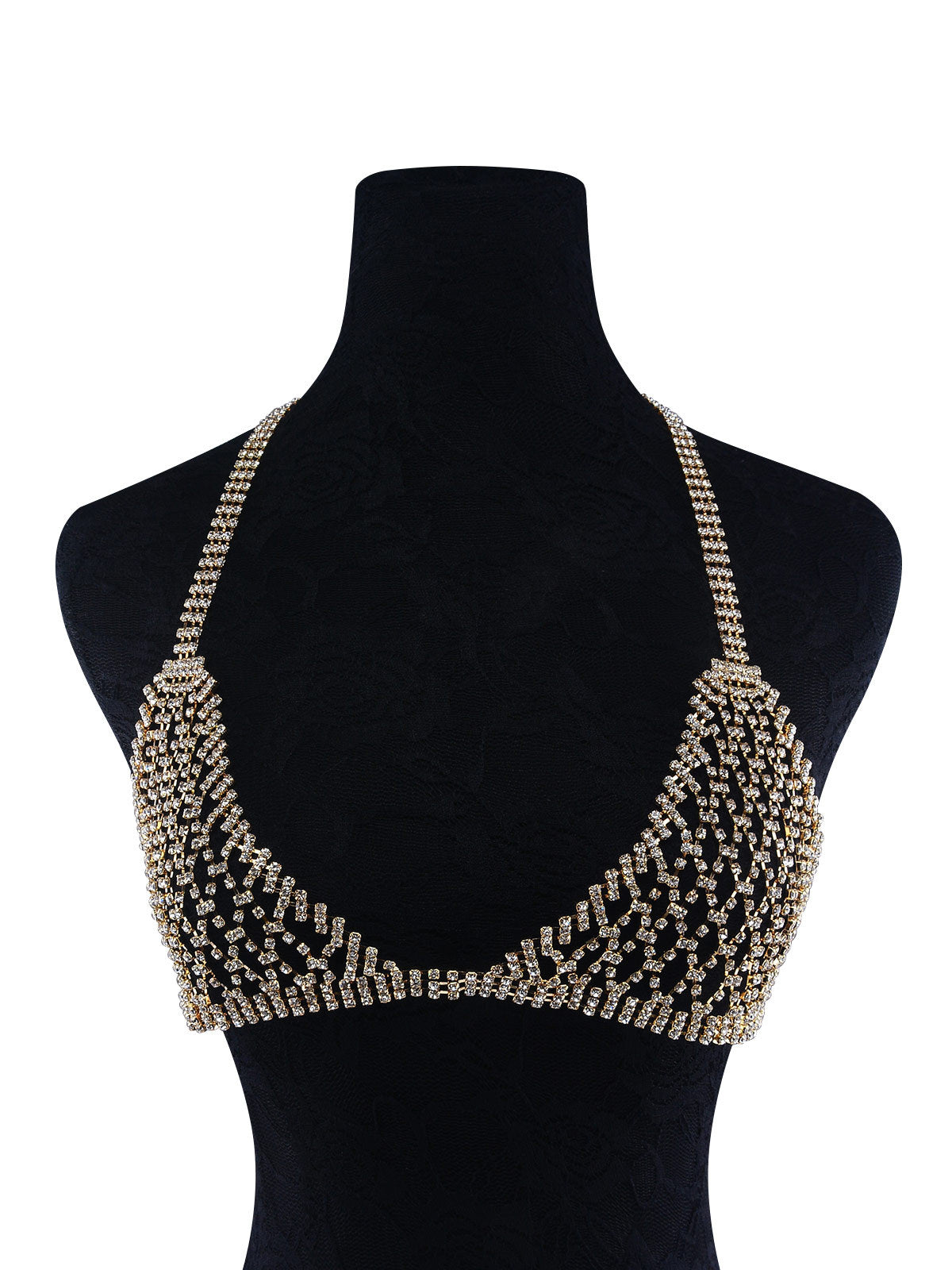Exaggerated Rhinestone Body Chain – Diamond-Encrusted Bikini Necklace