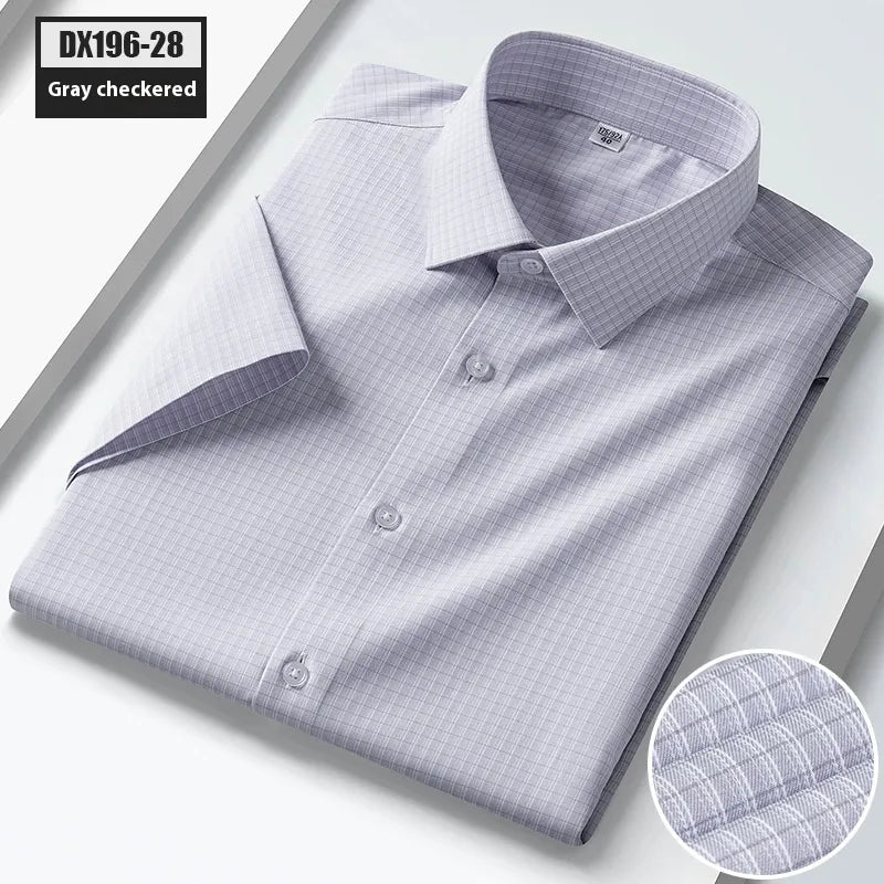 Men’s Silk Striped Short Sleeve Shirt – Lightweight Summer Casual Shirt