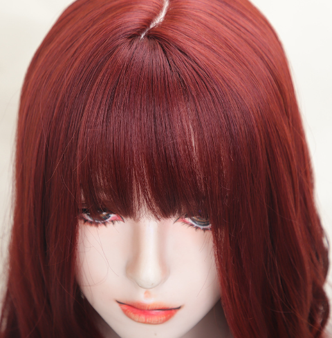 60cm Red Synthetic Wig for Women – High-Temperature Fiber Long Wig