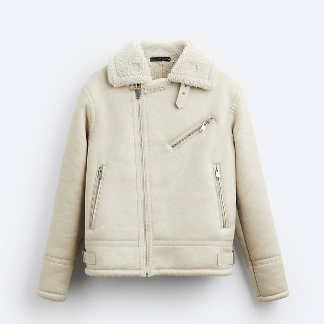 Men’s Faux Lamb Fur Jacket for Fall & Winter – Warm Faux Shearling Casual Jacket