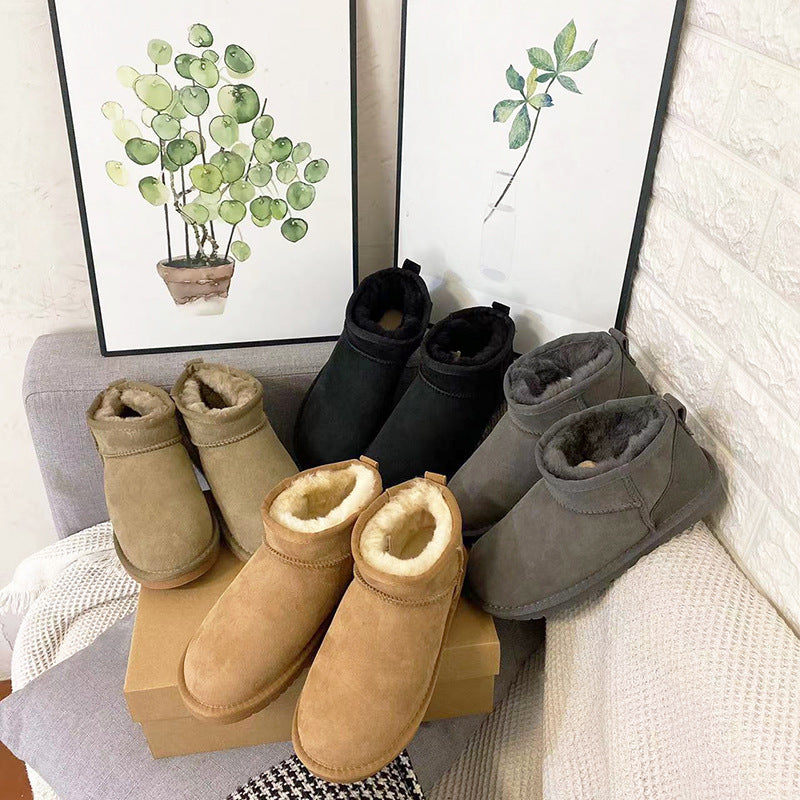 Unisex Classic Mini Sheepskin Snow Boots – Cozy Winter Footwear
