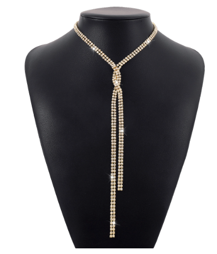 Women’s Gold Rhinestone Body Chain – Geometric Snake Bone Waist & Body Jewelry, 100cm