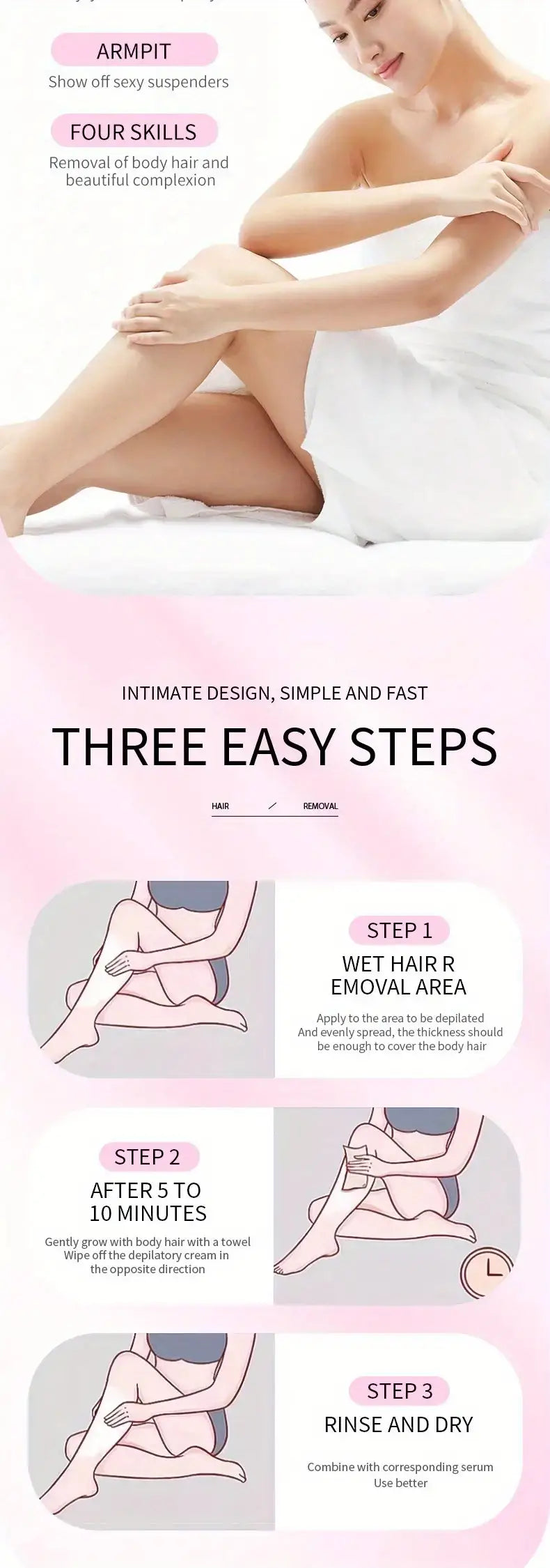 Painless Hair Removal Cream for Women – Sensitive Formula
