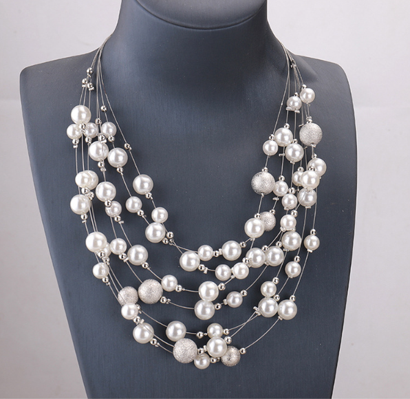 Multilayer Pearl Necklace with Pendant