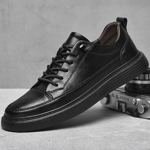 Men’s Azure Leather Sneakers with Thick Sole