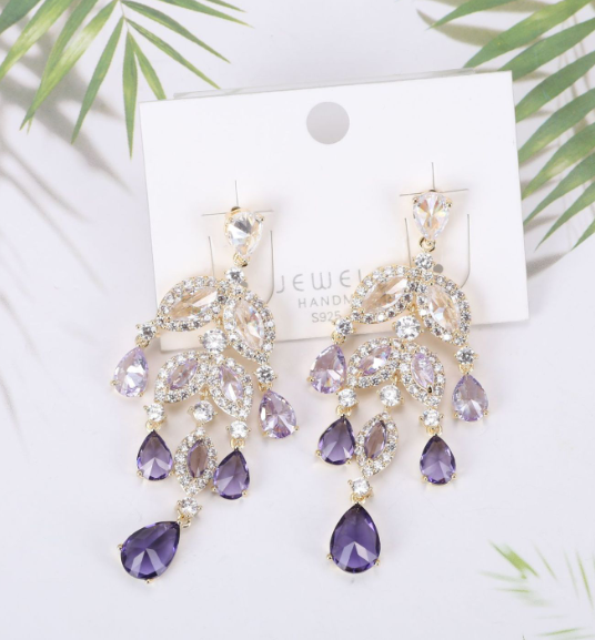 Colorful Water Drop Zircon Tassel Earrings for Women – Sparkling Dangle Jewelry