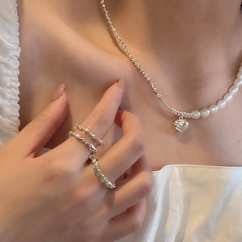 Korean Fashion Pearl and Silver Necklace