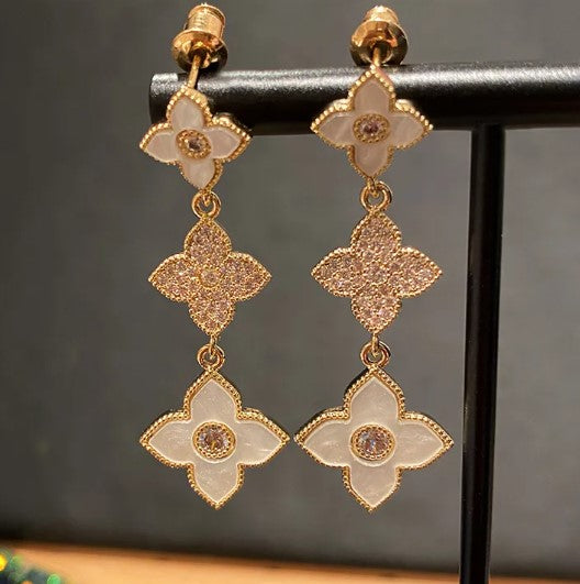 Three Flower Earrings for Women – Elegant Floral Statement Jewelry