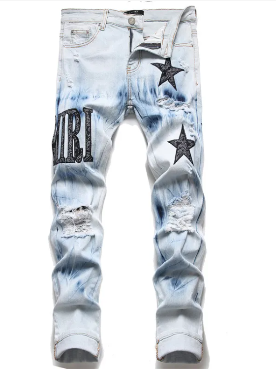 Men’s Winter Denim Cotton Jeans – Slim-Fit Mid-Waist Stretch Light Blue Jeans, Sizes 29–38