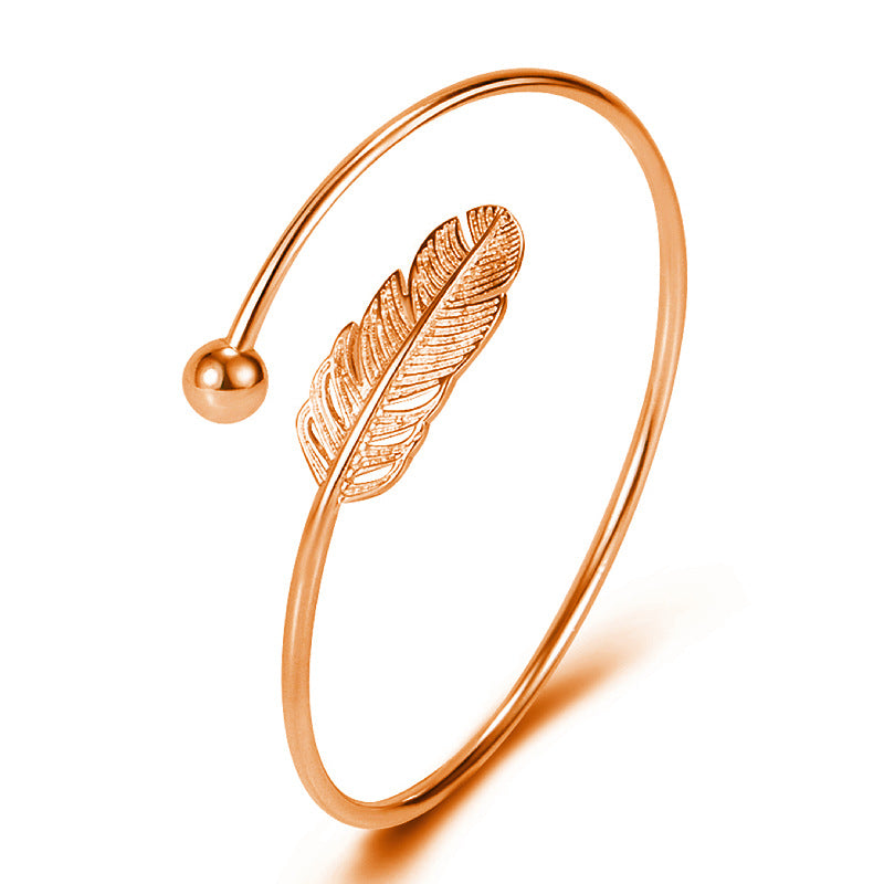 925 Plated Vintage Feather Bracelet for Women