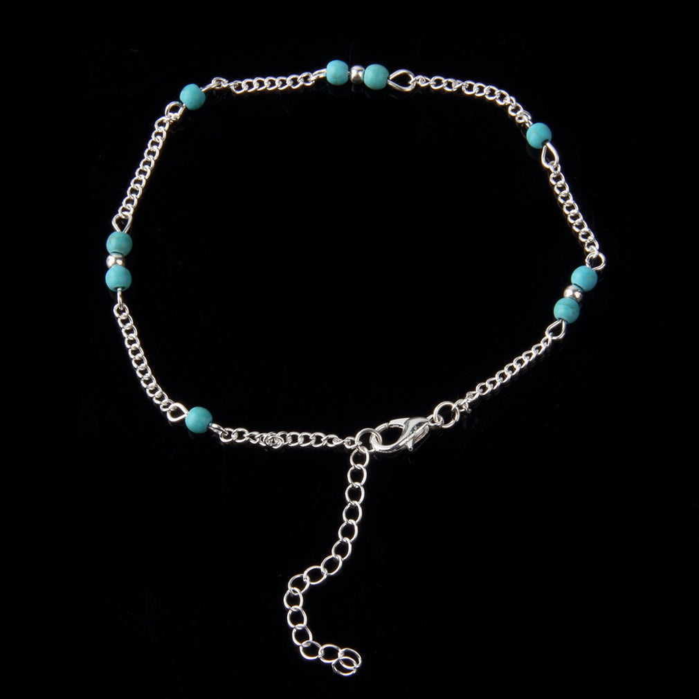 Handmade Turquoise Bead Anklet, Street Style Fashion