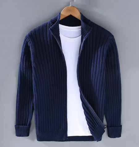 Men’s Personalized Sweater Coat – Cotton Loose-Fit Casual Knit Layer, 4 Colors, M–3XL