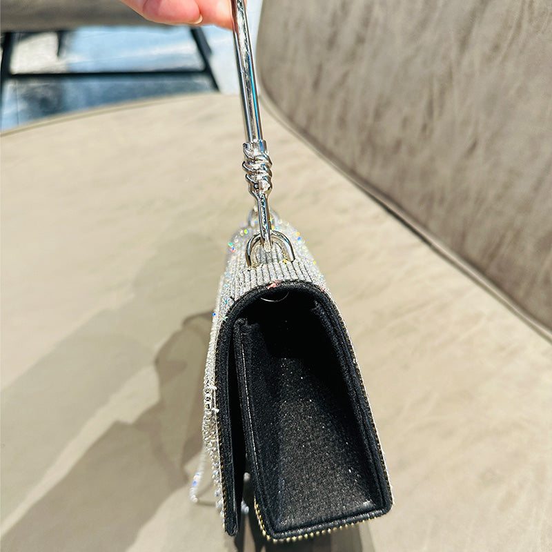 Luxury Rhinestone Evening Clutch Bag for Women – Sparkling Box Handbag with Tassel