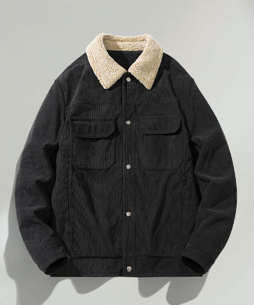 Men’s Plus Size Vintage Oversized Winter Jacket – Flip Collar Casual Coat, 3 Colors, L–4XL