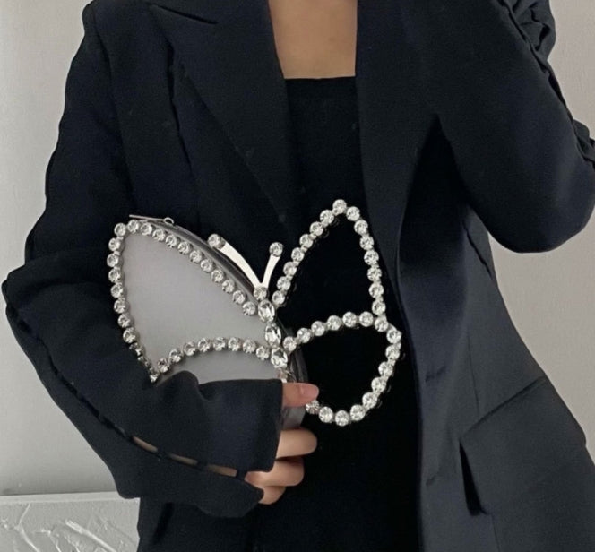Luxury Rhinestone Butterfly Clutch Bag for Women – Sparkling Wedding, Party & Evening Crossbody Purse
