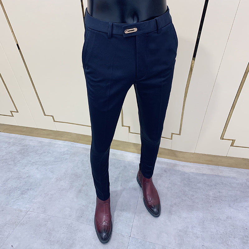 Men’s Solid Color Business Casual Suit Pants – Fall Dress Trousers