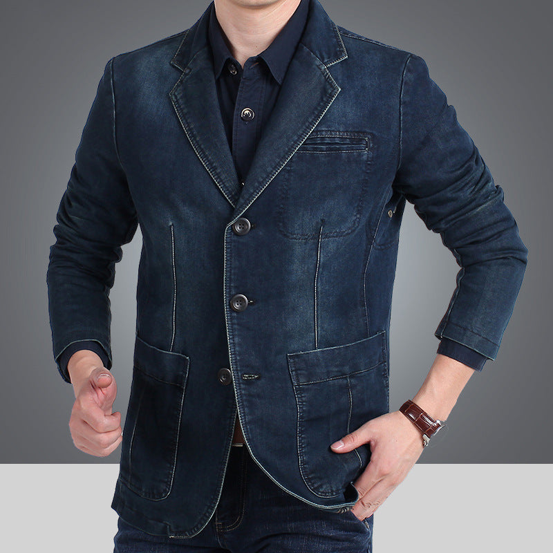 Men’s Cotton Denim Blazer – Tailored Plus Size Casual Jacket, M–4XL