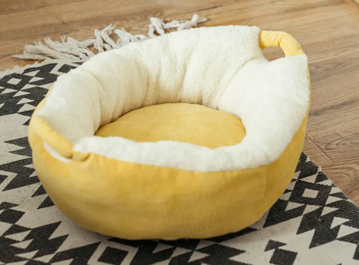 Plush Pet Nest Bed – Soft Suede & Velvet Cozy Bed for Cats & Small Dogs