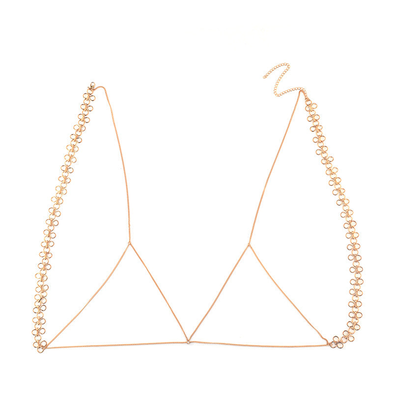 Women’s Metal Chain Bra & Body Jewelry – Gold & Silver Bikini Necklace Set