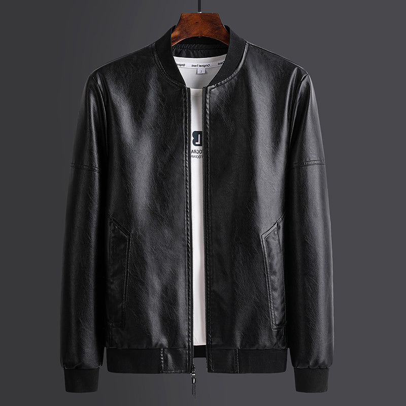 Men’s PU Leather Motorcycle Jacket – Stand Collar Casual Biker Jacket, 3 Colors, M–5XL