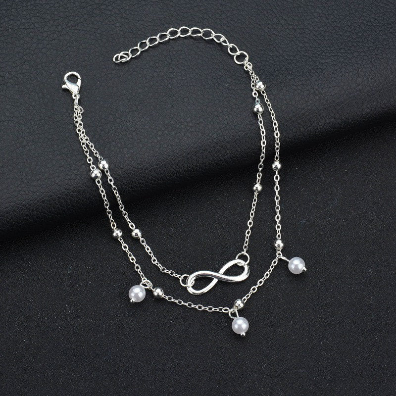 Fashion Vintage Artificial Pearl 8-Shape Anklet Bracelet