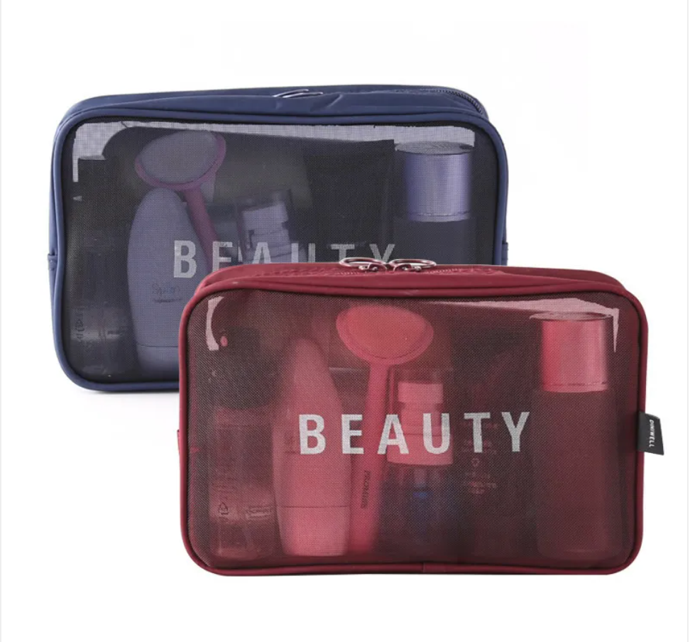 Mesh Cosmetic Storage Bag – Large Capacity Portable Makeup Brush Organizer