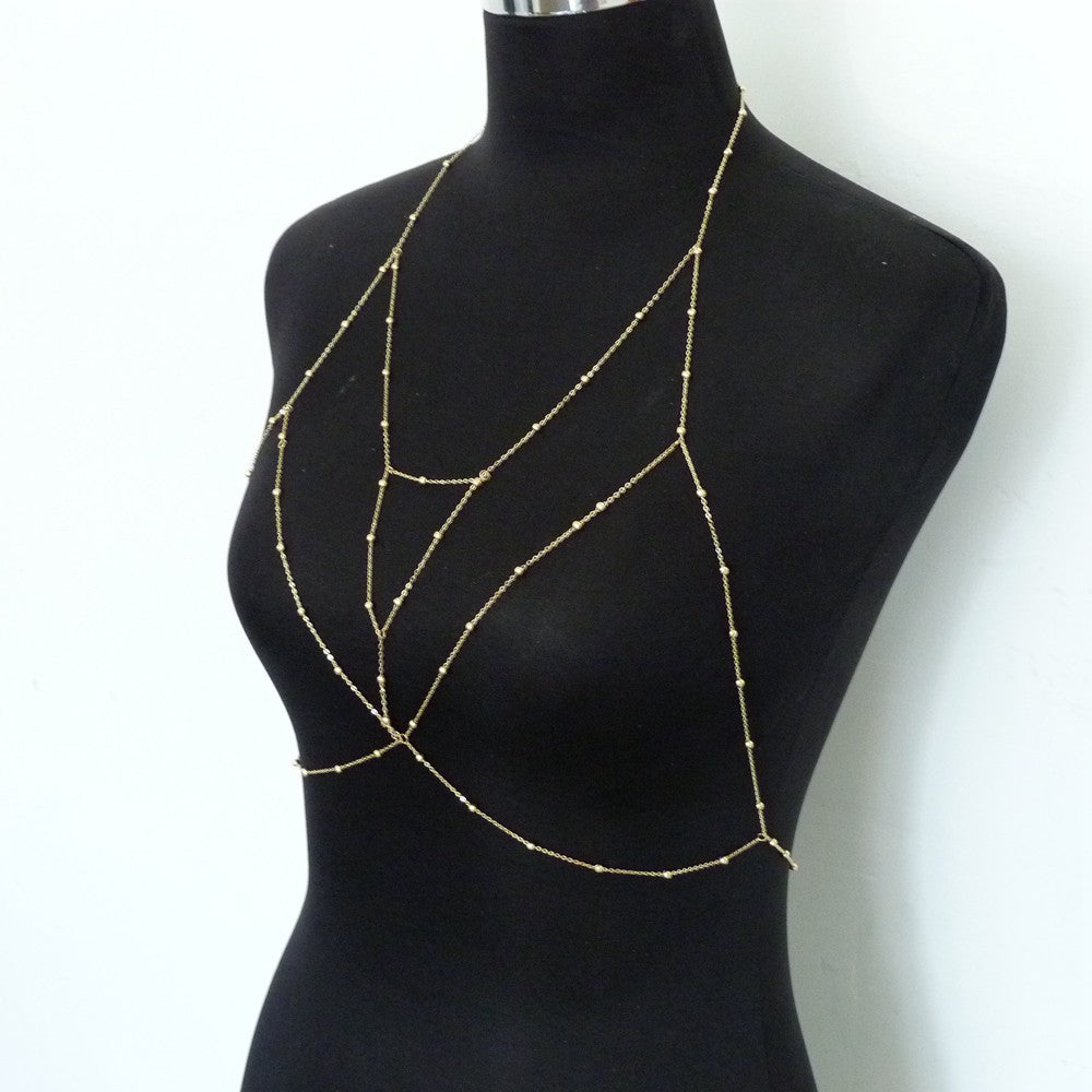 Women’s Vintage Layered Tassel Body Chain Necklace – Copper & Iron Statement Jewelry, Gold, Silver & White