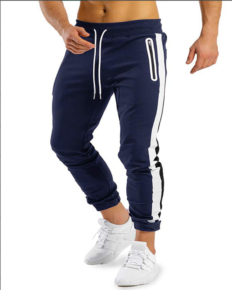 Men’s Running Fitness Trousers – Side Contrast Velcro Athletic Pants