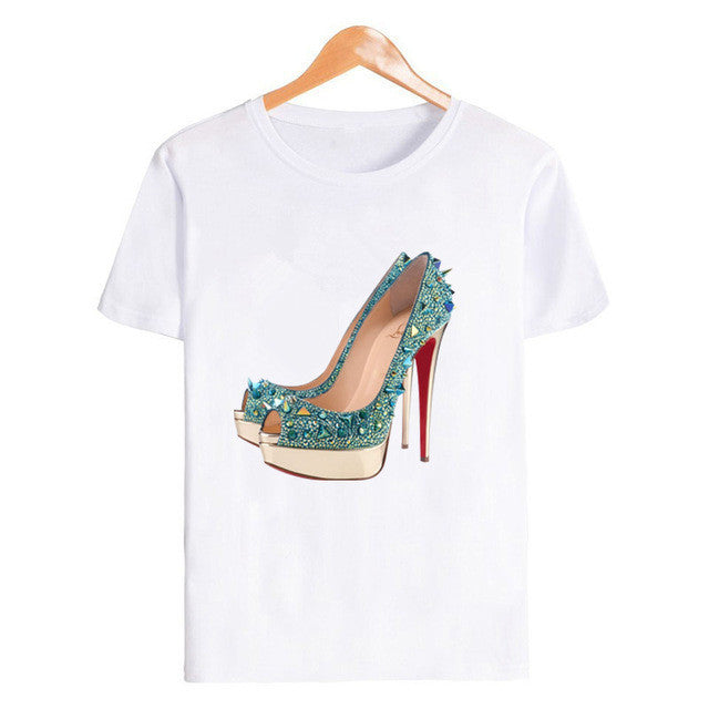 Leopard Print Diamond Short Sleeve T-Shirt for Women