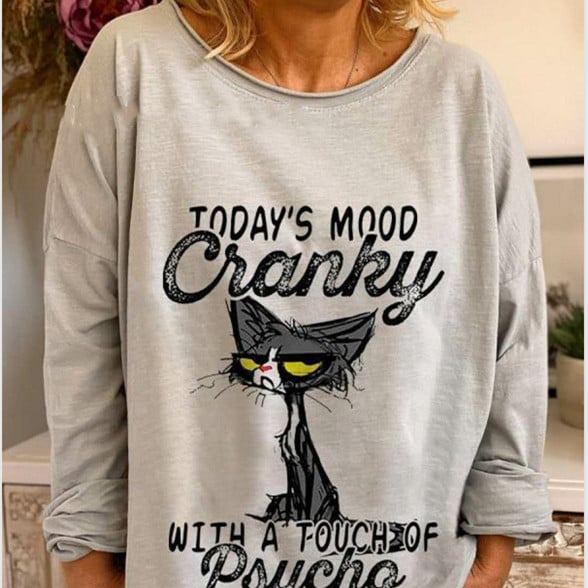 Loose Dynamic Print T-Shirt Sweater for Women