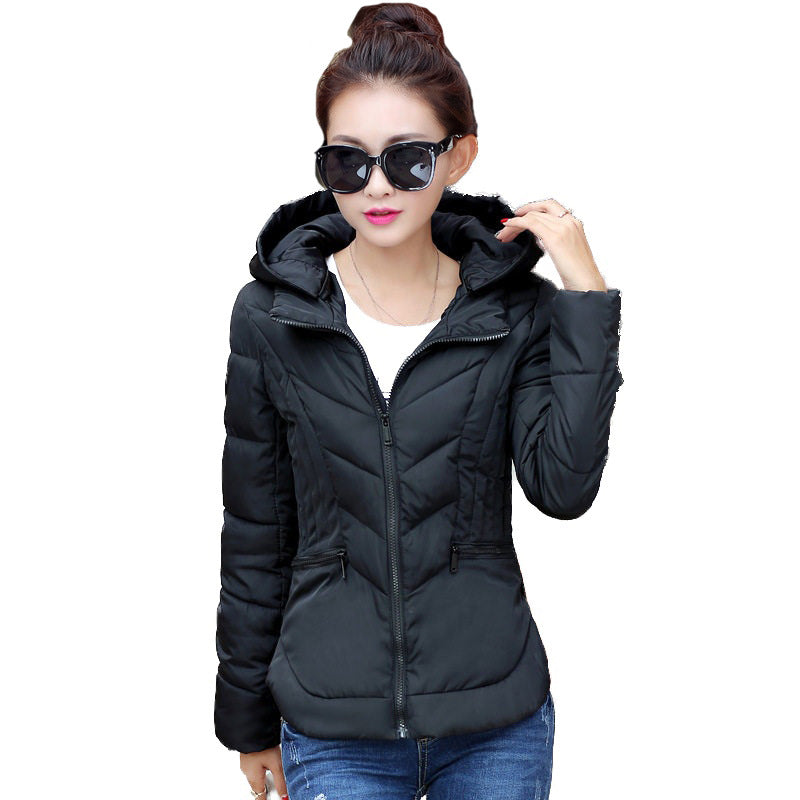 Women’s Short Cotton Jacket – Korean Style Warm Lightweight Winter Coat, 5 Colors, L–3XL