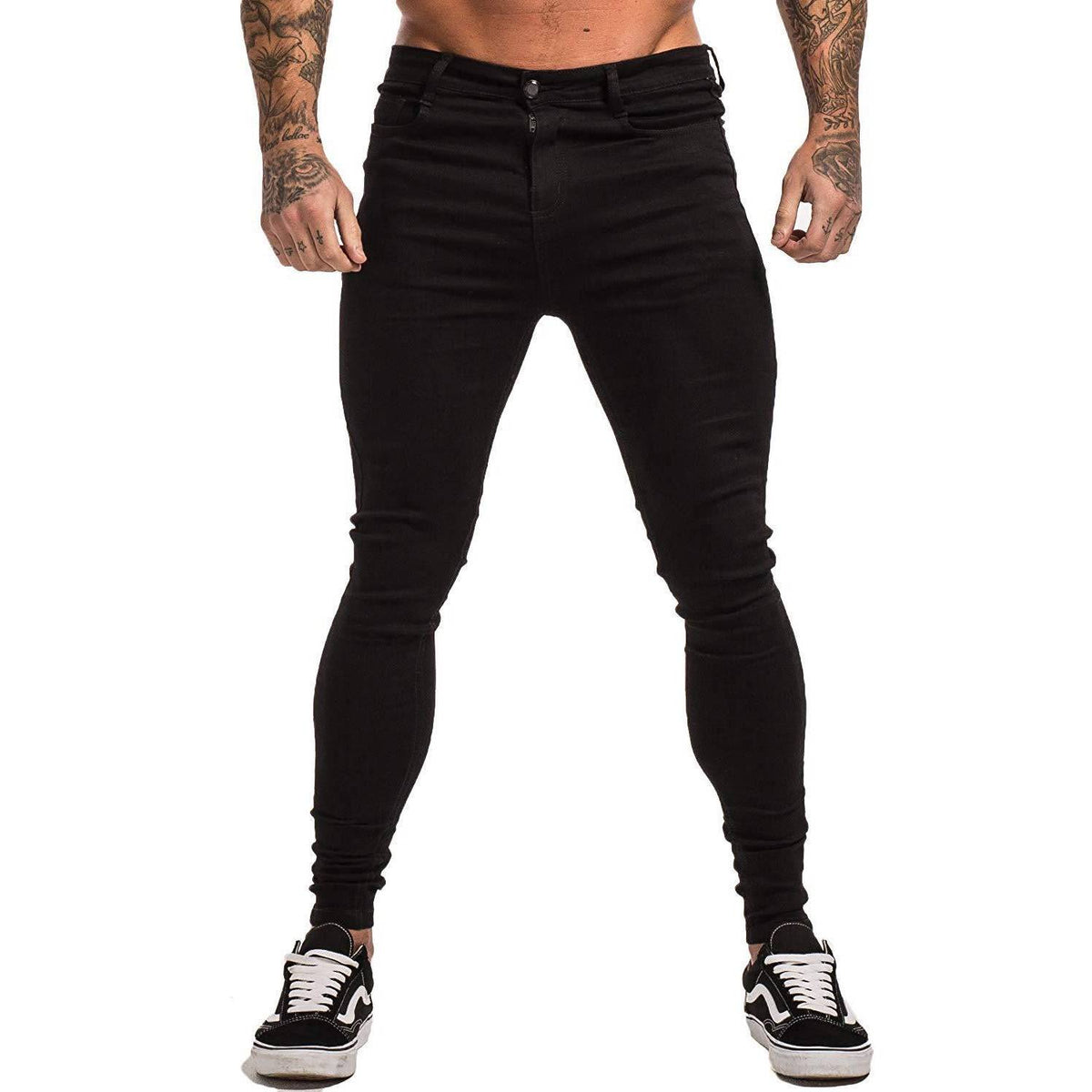 Men’s Blue Slim-Fit Stretch Skinny Jeans – Low-Waist Straight Denim in Black, Blue, Grey & Dark Blue, S–3XL