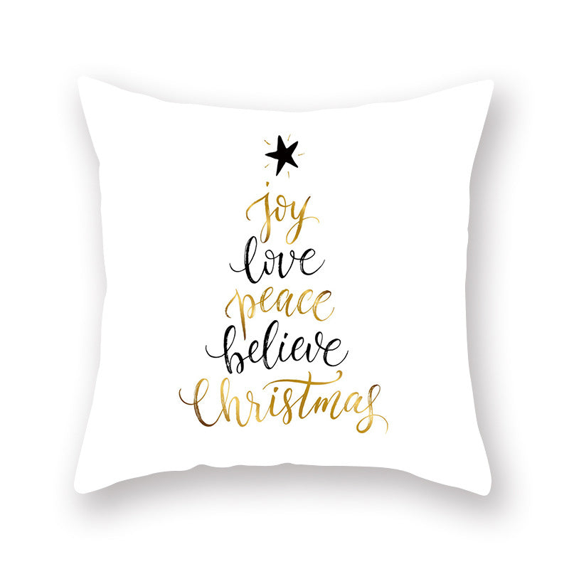Golden Christmas Pillow Cover – Nordic 45x45cm Festive Decorative Cushion