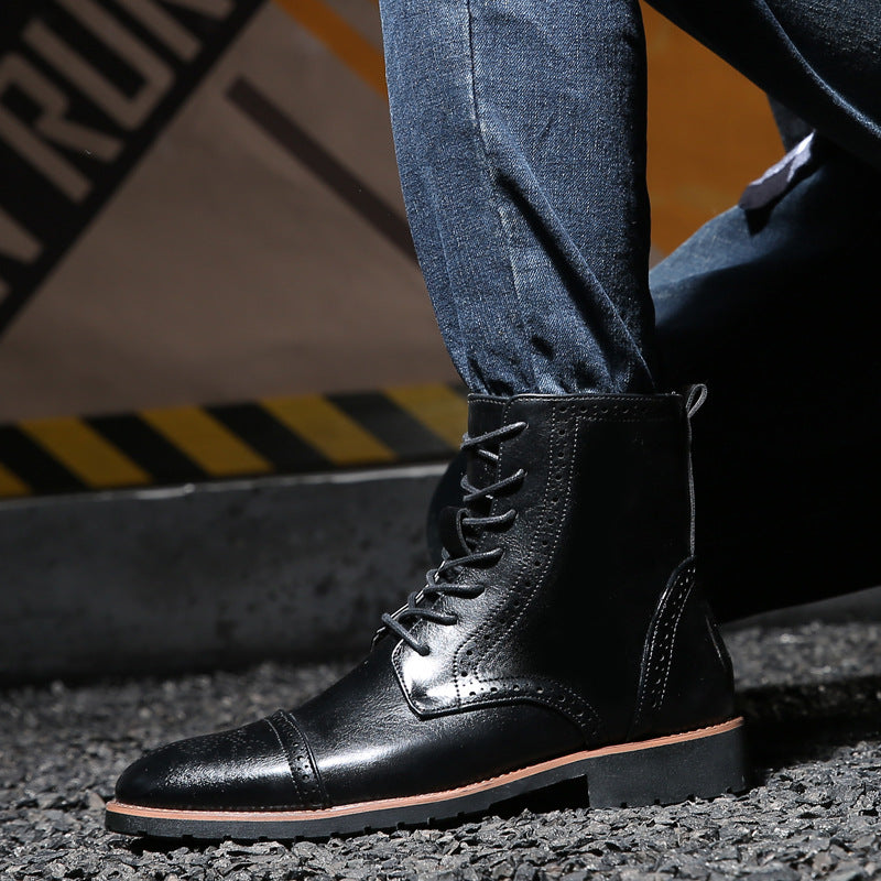 Men’s Fashion Brogue Martin Boots – Classic Casual Footwear