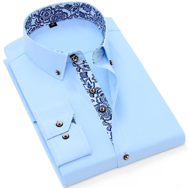 Men’s Korean Slim Fit Cotton Business Shirt – Smart Casual Long Sleeve Shirt, M–4XL