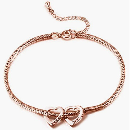 Personalized Adjustable Stainless Steel Heart Anklet