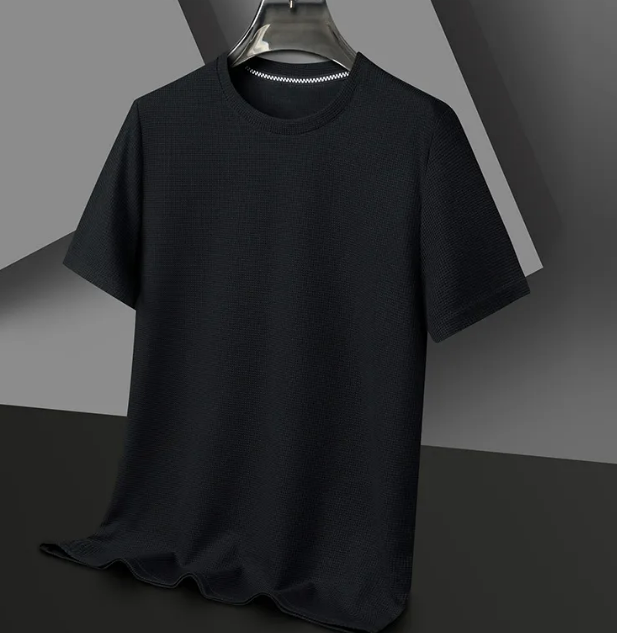 Men’s Solid Color Polyester Round Neck T-Shirt – Lightweight Summer Casual Tee, M–3XL