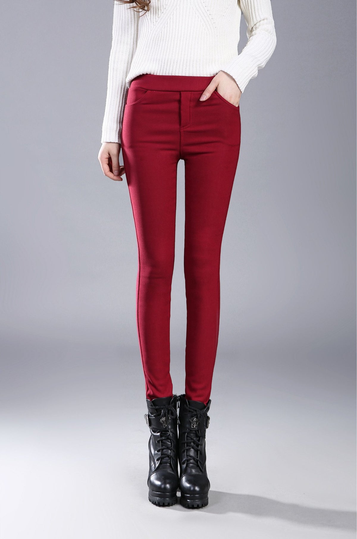 Women’s Plus Size Thick Fleece-Lined Winter Leggings – Warm Cotton Slim-Fit Pants, 5 Colors, S–4XL