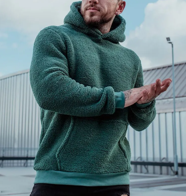 Men’s Fashion Hooded Plush Sweater Jacket – Casual Warm Zip-Up Hoodie, 4 Colors, S–3XL