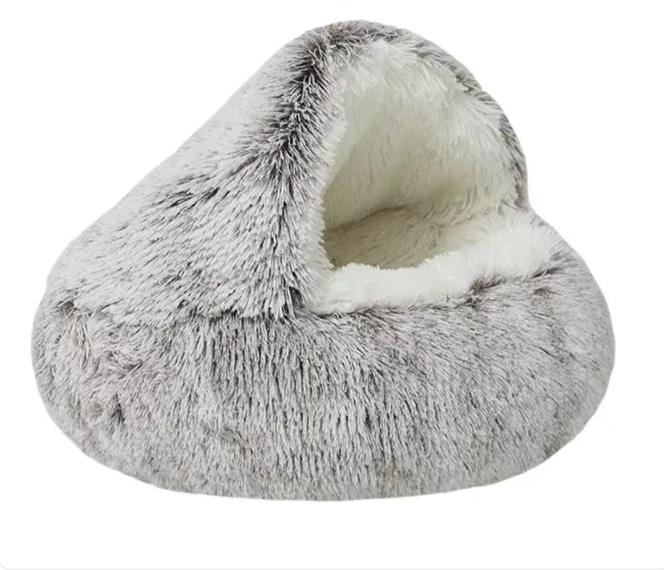 Semi-Closed Cat Bed – Cozy Four-Season Covered Pet Nest for Cats & Small Dogs