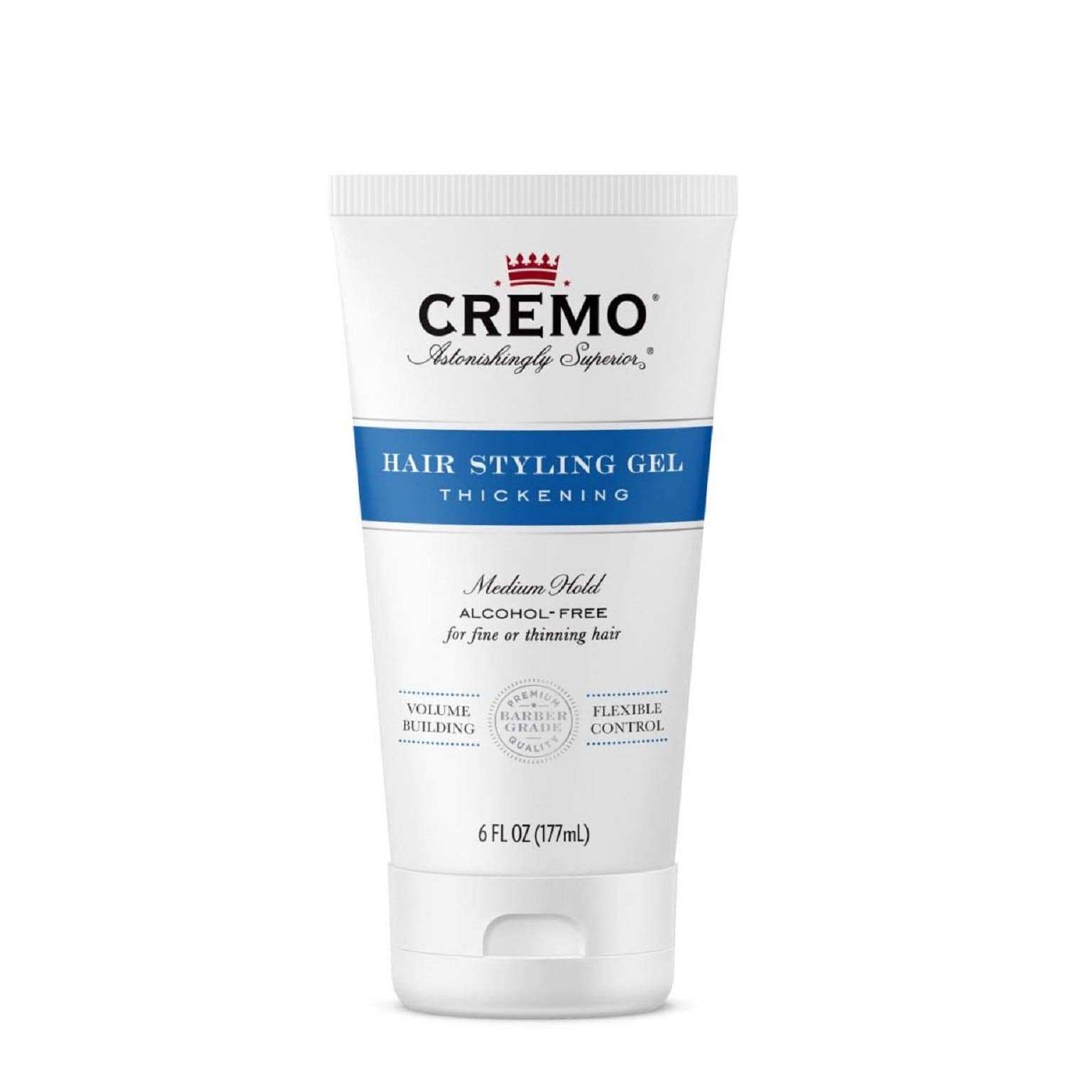 Cremo Barber Grade Thickening Hair Styling Gel – Medium Hold Formula, 6 oz