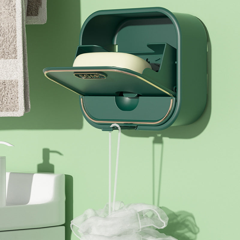 Wall-Mounted Soap Box – Multifunctional Drain Soap Dish with Flip-Top Design