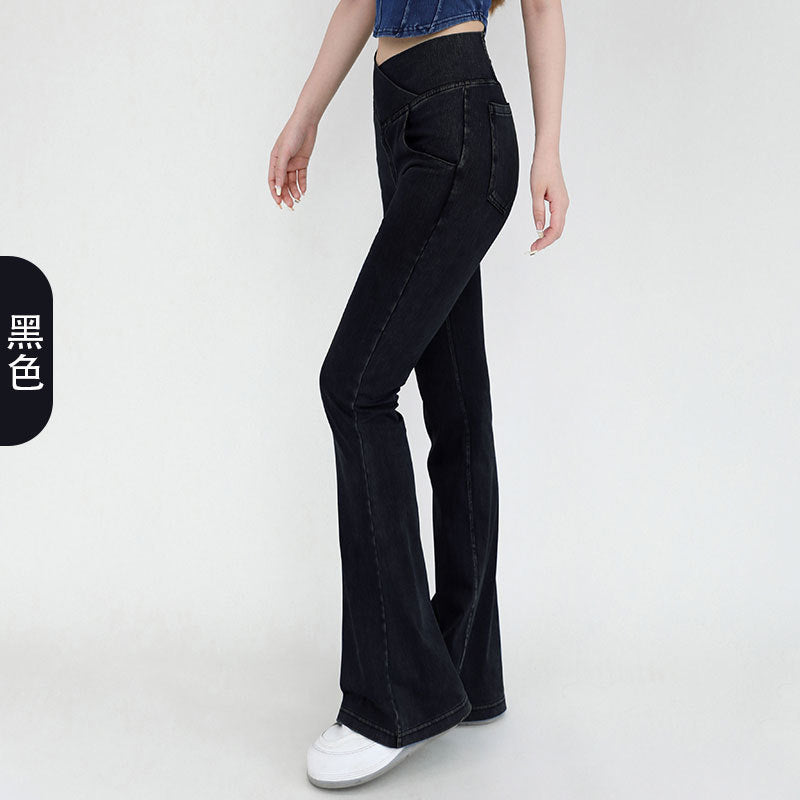 Women’s High-Waisted Flared Jeans – Super Stretch Cross-Pocket Bootcut Denim, S–XXL
