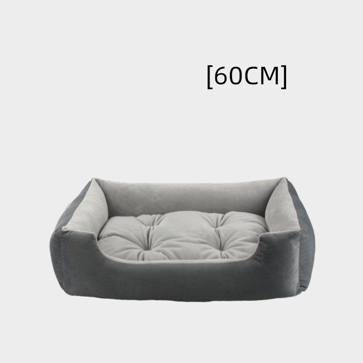 Striped Square Pet Bed – Soft Cozy Nest for Dogs & Cats
