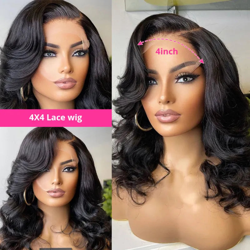 Brazilian Lace Front Bob Wig – 100% Human Hair Short Bob Wig for Women