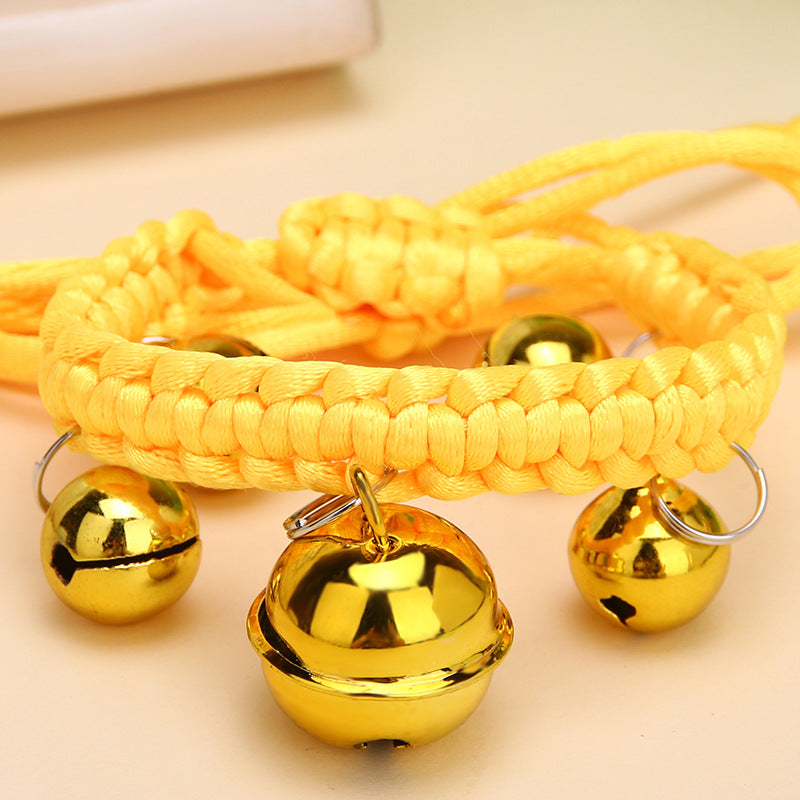 Cute Puppy & Cat Collar with Bell – Adjustable Nylon Jewelry-Style Pet Collar