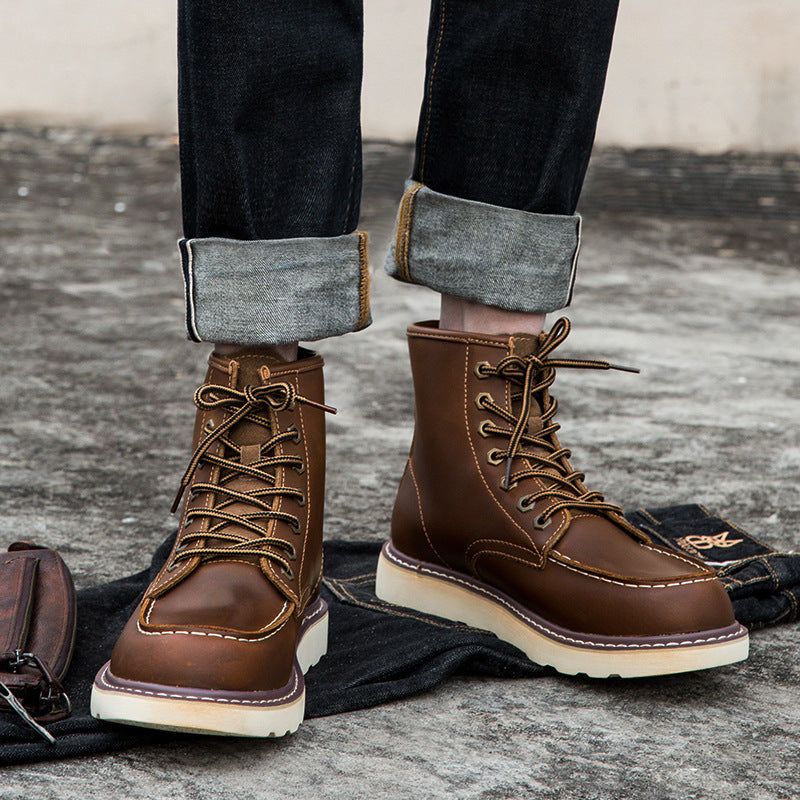 Men’s Vintage Fleece-Lined Martin Boots – Warm Winter Casual Footwear